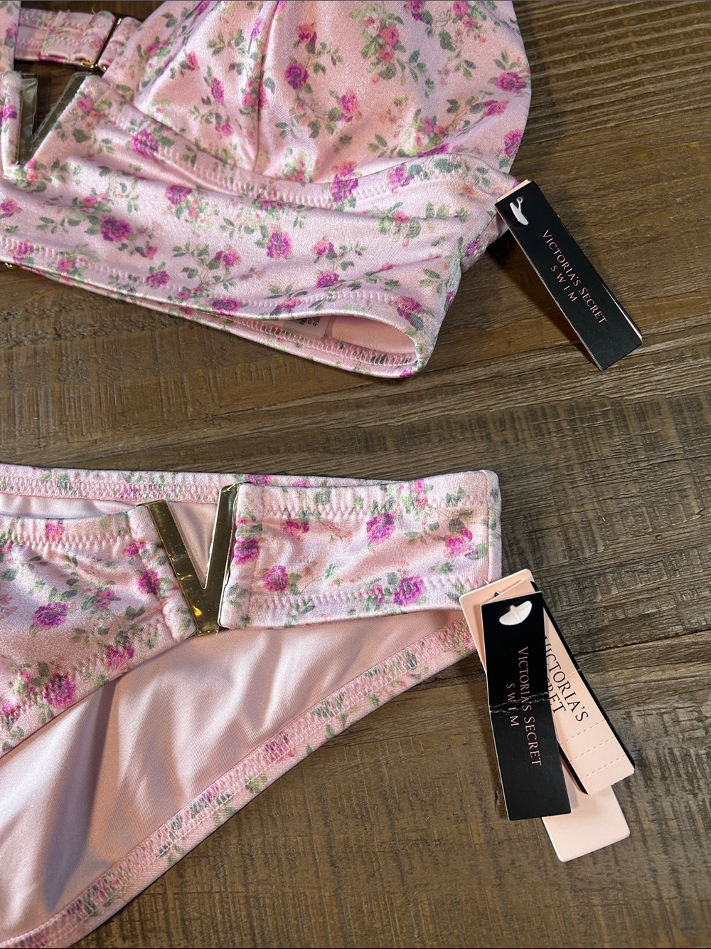 NWT Victoria’s Secret Venus Bloom Pink Ditsy Floral V Hardware‎ Bikini Set | XL - Picture 6 of 12